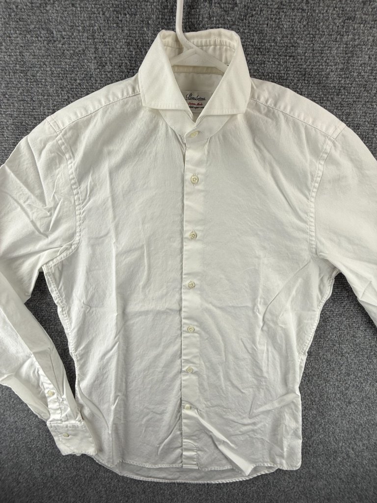 Stenstroms 14.5 Cotton Twofold Super Custom Made White Mens Solid Long Sleeve